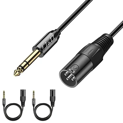 Obrázek J&amp;D XLR na TRS 6. 35 mm (1/4 inch) kabel, 2 balení muži to samec, 2,7 metrů