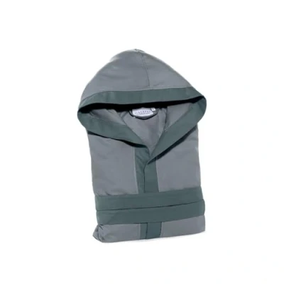 Obrázek Bademantel Damen und Herren, aus Mikrofaser, mit Kapuze, 170 Gr/Mq, Absorbierend, Komfortabel, Widerstandsfähig, Einfach zu Waschen Trocknen. Modell: Tecno Bicolor, M, Anthrazit.
