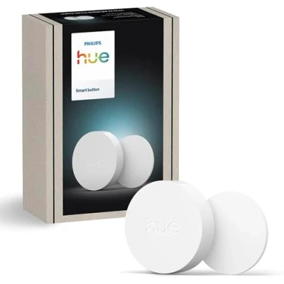 Obrázek Philips Hue Smart Button pro světelné systémy Hue, chytrý stmívač ovládání svítidel, bezdrátový vypínač světla bez instalace, bílý, nová generace