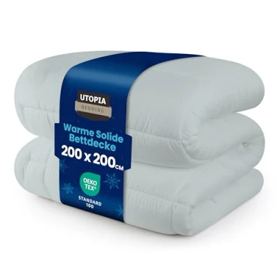 Obrázek Utopia Bedding přikrývka 200 x cm, 370 g/m² výplň, plyšová přikrývka, celoroční deka, prošívaná alternativní super měkká (světle šedá)