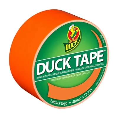 Obrázek Duck Páska tkaná lepicí páska, jednobarevná, neonová oranžová, oprava, kutilství, personalizace, dekorace a jako výukový materiál, 48 mm x 13,7 m