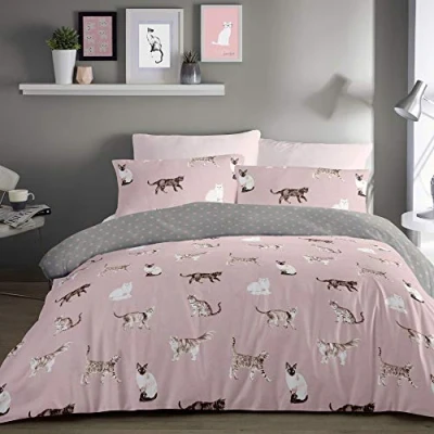 Obrázek Fusion Geo Bettbezug und Zwei Kissenbezüge, 52% Polyester, 48% Baumwolle, Blush, Doppelbett