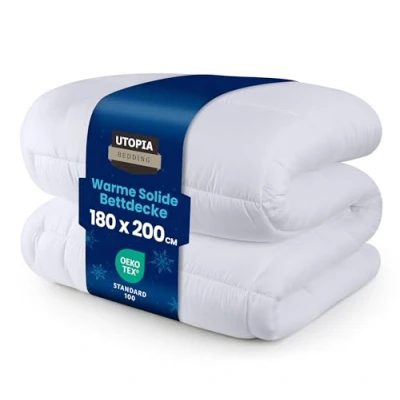 Obrázek Utopia Bedding Přikrývka 180 x 200 cm, celoroční deka 370 GSM výplň, prodyšná deka, prošívaná super měkká hebká (bílá)