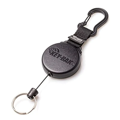 Obrázek KEY BAK # 8B rybářský naviják s 24 palců (61 cm) ušlechtilá ocel, řetízek na krk, z polykarbonátu, hliník karabina, dělený kroužek, černý