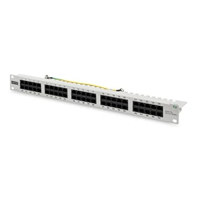 Obrázek DIGITUS Patchpanel 19 palců Cat 3 pro ISDN 50 Port RJ45 nestíněný patch pole montáž do racku 1HE šedý