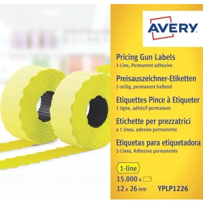 Obrázek Avery Zweckform YPLP1226 cena z Kreslíři štítků na (15 000 ks, 1 buňky, 12 x 26 mm) 10 Válečků Žlutá