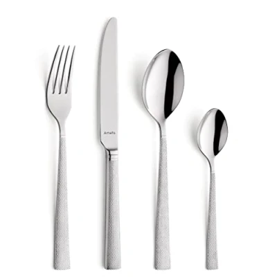 Obrázek AMEFA JEWEL Besteck Set 4 Personen 16 teilig Edelstahl 18/0 rostfrei und hochglanzpoliert spülmaschinenfest hochwertige Griffe mit feinem Diamantschliff elegantes Besteckset