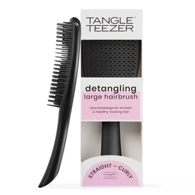 Obrázek Tangle Teezer Haarbürste Schwarz, Large Ultimate Detangler Black Gloss, Entwirrungsbürste Trockenes &amp; Nasses Haar, Bürste ohne Ziepen
