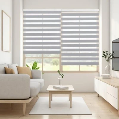 Obrázek Blindecor Dvojitá roleta Lira duo ve dne a v noci stříbrošedá 100 x 250 cm (šířka délka) velikost látky 97 245 okenní zebra