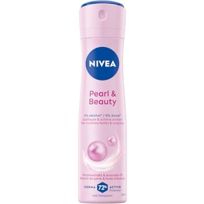 Obrázek NIVEA Pearl &amp; Beauty Deo Spray, antiperspirant s perlovými extrakty a avokádovým olejem pro pěstěnou podpaží, efektivní deodorant bez etylalkoholu ochranou 72h (150 ml)