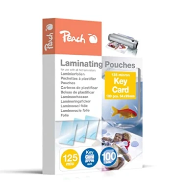 Obrázek Peach Laminovací fólie 64 x 99 mm Key Card 125 mic 100 kapes lesklé kompatibilní s laminovacími přístroji všech značkových výrobců PP525 09
