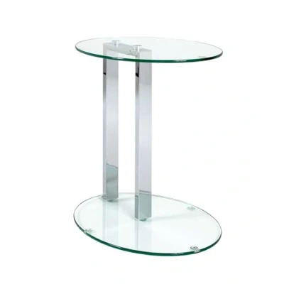 Obrázek HAKU Nábytek servírovací stolek chrom, kov, bezpečnostní sklo 8 mm rozměry: š 45 cm x v 50 h 35 cm, styl: moderní