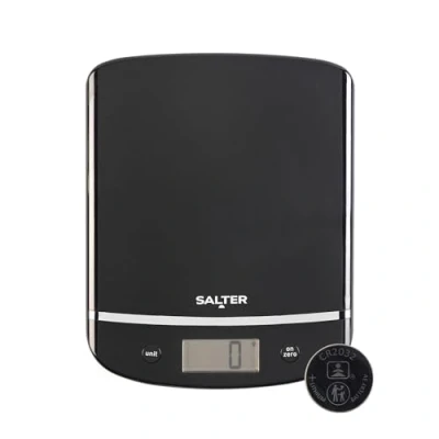 Obrázek Salter Elektronická digitální kuchyňská váha 1056 BKDR max. 5 kg, funkce Add &amp; Weigh, Aquatronic pro měření tekutin, štíhlý kompaktní design, dobře čitelná LCD obrazovka, černá