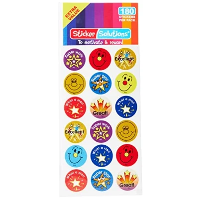 Obrázek Nálepka Solutions Circular Shaped Reward Phrases Pack Assorted [10 sheets]