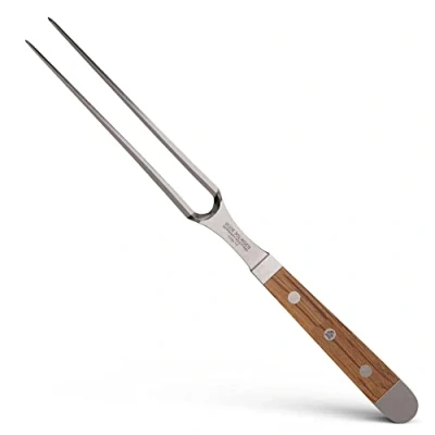 Obrázek GÜDE Solingen kovaná vidlice na maso, 18 cm, dřevo z fasády ALPHA, dvojitá korunka, ruční výroba Německo