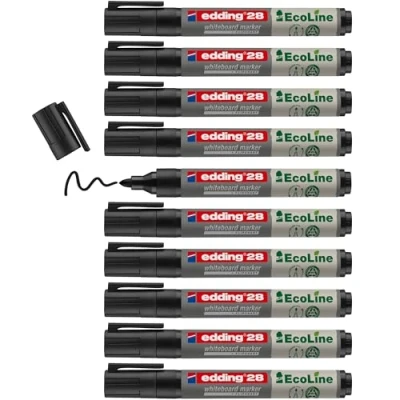 Obrázek edding 28 Ecoline Whiteboardmarker schwarz 10 Whiteboard Stifte Rundspitze 1,5 3 mm Boardmarker abwischbar Whiteboard, Flipchart, Magnettafel, Pinnwand, Memoboard Sketchnotes nachfüllbar