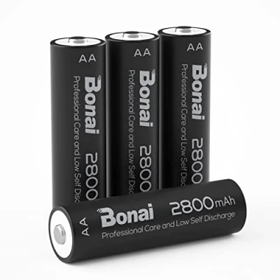 Obrázek BONAI baterie AA 2800 mAh 4 kusy dobíjecí vysoká kapacita 1,2 V Mignon Accu NI MH Nabíjecí HR6 nízké samovybíjení