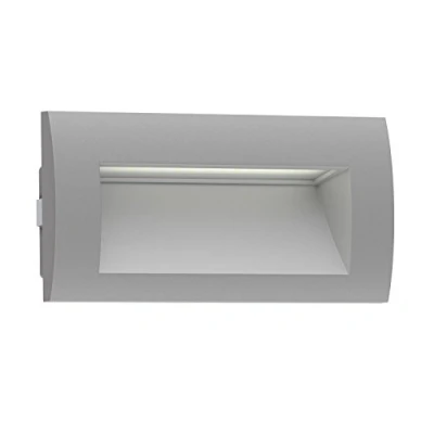 Obrázek ledscom.de LED nástěnné vestavné svítidlo ZIBAL, downlight pro venkovní použití, IP65, šedá matná, 140 x 70 mm, 3,3 W, 209 lm, teplá bílá, vestavba, stěna, stěna domu, terasa, zahrada,