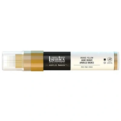 Obrázek Liquitex 4610530 Professional Paint Marker, akrylový popisovač s vysoce pigmentovanou akrylovou barvou na bázi vody pro vnitřní a venkovní použití, široká špička bronzová žlutá