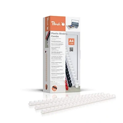 Obrázek Plastové hřebeny Peach PB412 01 A4, 12 mm, 95 listů, 100 kusů, bílé