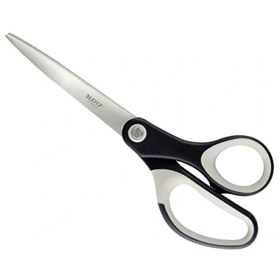 Obrázek Leitz Titanové nůžky, vysoce kvalitní nůžky pro domácnost s ergonomickou rukojetí, čepele z nerezové oceli, domácnost, kancelář a školu, délka 20,5 cm, černé, 54176095