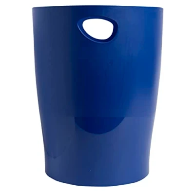 Obrázek Exacompta 45303D ECOBIN Papierkorb BeeBlue aus Recycling Kunststoff 15 Liter mit Griffen. Eleganter und robuster Mülleimer im modernen Design Marineblau Blauer Engel