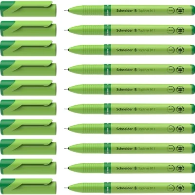 Obrázek Schneider Topliner 911 Fineliner (střídavá náplň, tloušťka linky 0,4 mm) balení 10 ks zelené