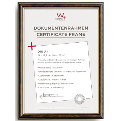 Obrázek walther design Rámeček ořechový strom 21 x 29,7 cm (DIN A4) se zlatou hranou, designový rám Smell JD130N