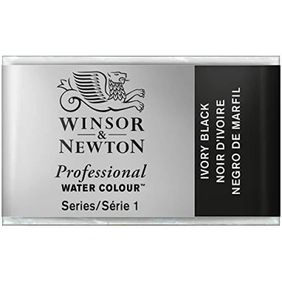 Obrázek Winsor &amp; Newton 0100331 profesionální akvarelová barva, živé vodní barvy v umělecké kvalitě, vysoká brilance barev a svítivost, stálá na světle, archivní kvalita, celá miska slonovinová černá