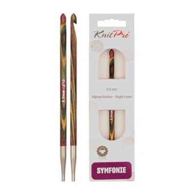 Obrázek KnitPro KP20749 Symfonie, háčkované tuniské pletení, jednoduché jemné dřevo, vícebarevné, 6,00 mm