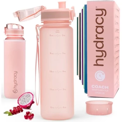 Obrázek Hydracy láhev na pití s vložkou ovoce 500 ml vodu bez BPA časovým označením odolná proti vytečení sportovní kondenzace pro sport a outdoorové aktivity