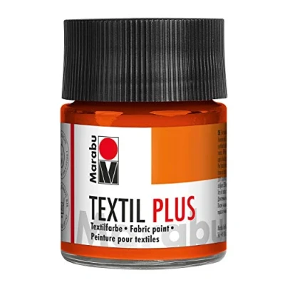 Obrázek Marabu 17150005023 Textil Plus červenooranžová 50 ml, plně krycí barva na látky tmavé látky, vhodná pro malování a tisk po fixaci lze prát do 40 C