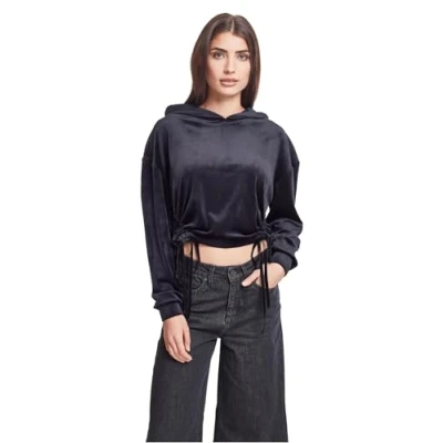 Obrázek Urban Classics Ladies Short Gathered Hoody Mikina s kapucí, Ženy, Velikost: Large, Black