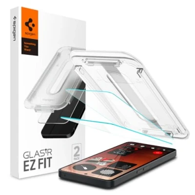 Obrázek Spigen Sklo. tR EZ Fit ochranná fólie kompatibilní s Nothing Phone (3a), (3a) Pro, 2 kusy, odolná proti poškrábání, křišťálově čirá, tvrdosti 9H