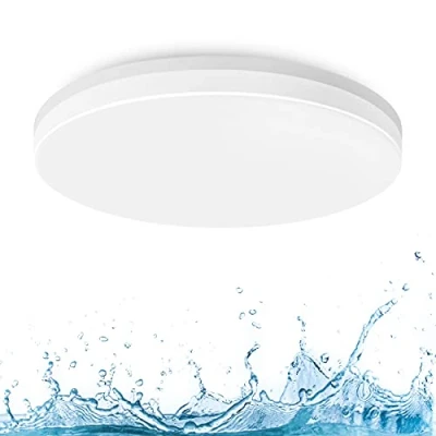 Obrázek LVWIT stropní svítidlo 24 W, LED IP65 vodotěsné, 4000 K lampa do koupelny, 2400 lm, neutrální bílé světlo, kulaté ploché ideální pro kuchyni, ložnici, balkon, chodbu,