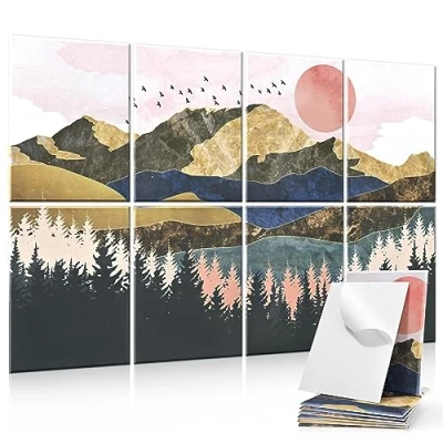 Obrázek Yrendenge 8 kusů akustických desek, samolepicí, zvukotěsné akustické panely, akustický panel s vysokou hustotou, zvuková izolace stěn, 30 x 40 0,9 cm, pohlcovač zvuku, nástěnná dekorace na stěnu,