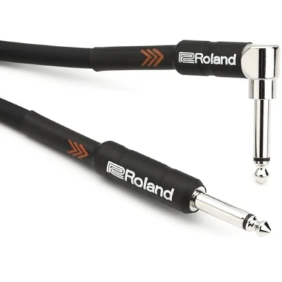 Obrázek Roland Black série 1,5 m instrumentální kabel, úhlový/rovný 6,3 mm jack RIC B5A