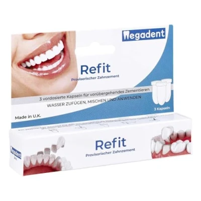 Obrázek Dr Denti Refit cementové kapsle pro dočasné použití 1 balení se 3 kapslemi, kusy, ks