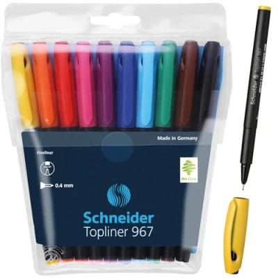Obrázek Schneider Topliner 967 Fineliner (tloušťka linky 0,4 mm) 10dílné pouzdro tříděné