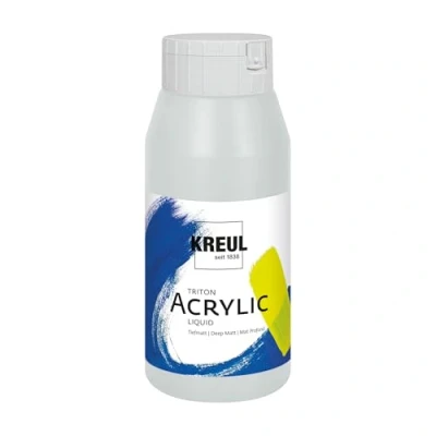 Obrázek KREUL 17029 Solo Goya Triton akrylová barva stříbrná, 750ml láhev, rychle a matně schnoucí, na vodní bázi, ve studiové kvalitě, mnohostranně použitelná, dobře krycí vydatná