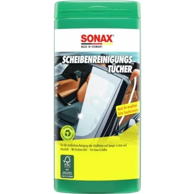 Obrázek SONAX Box na čisticí utěrky (25 kusů) pro rychlé, snadné čištění bez šmouh ze všech skleněných a zrcadlových ploch č. výr. 04120000