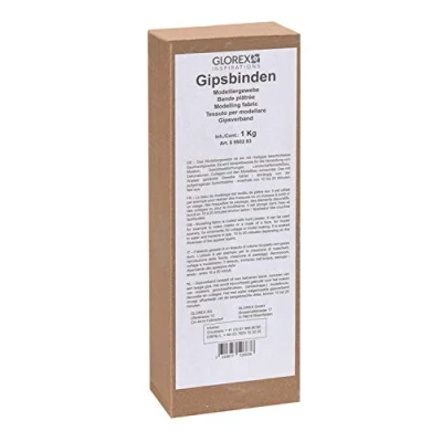 Obrázek Glorex 6 9502 83 sádrové vázání velké balení 1 kg, modelovací tkanina ideální pro modelářství, masky, dekorace a otisk dětského i