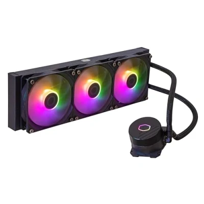 Obrázek Cooler Master MasterLiquid 360L Core ARGB vodní chlazení kapalinový chladič CPU se dvoukomorovou genovou pumpou, promyšlené PC s ventilátorem 120 mm, držáky LGA 1700 a AM5 černý