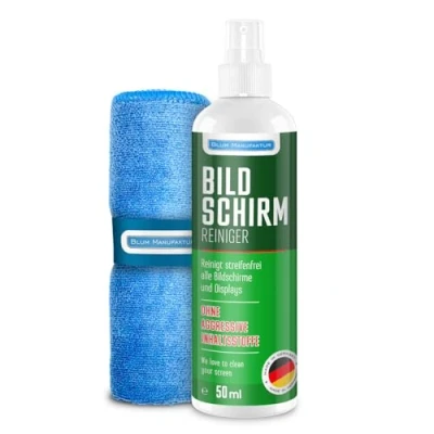 Obrázek Blum Manufaktur Čistič obrazovky 1x 50 ml + 30 x cm utěrka z mikrovlákna Supersoft 365GSM Screen Cleaner čistič displeje absolutně bezšmouhové čištění mobilního telefonu, notebooku, PC, TV
