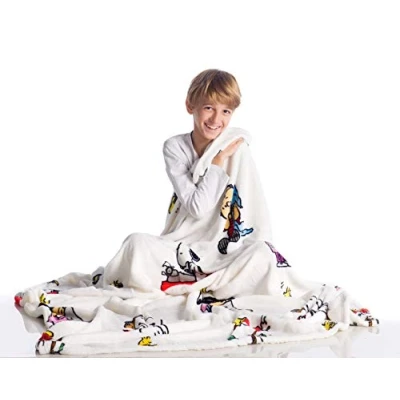 Obrázek Kanguru Snoopy Decke aus weichem Fleece Weiche und warme Mikrofaser, Weihnachten oder für eine bequeme Entspannungscouch, TV Plaid Erdnüsse, 100% Polyester, weiß, Einheitsgröße
