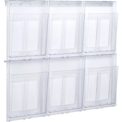 Obrázek helit H6812002 Prospekthalter Wandset Placativ, 6 Taschen, DIN A4, hoch, glasklar