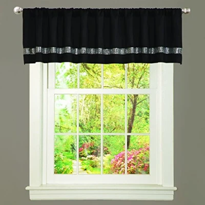 Obrázek Lush Decor Fenstervorhang, Sternenhimmel, 1 Stück, Kunstseide, Schwarz und Grau, 84&quot; W x 18&quot; L (Pack of 1)
