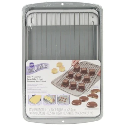 Obrázek Wilton Backen und Kühlen Set, 2 Teilig, Abkühlgitter für Keksen, Schokolade Candy Melts, Kuchengitter, Auskühlgitter Inhalt: Backform Rost