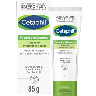 Obrázek Cetaphil Hydratační krém, 85 ml, pro suchou, citlivou pokožku, intenzivně hydratuje 48 h a posiluje odolnost, s vitaminem B3, provitamin B5, slunečnicový olej, mandlový glycerin