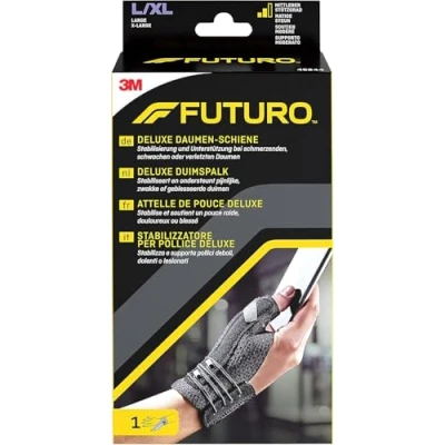 Obrázek FUTURO Deluxe, L XL (16,5 20,3 cm), bez latexu, černá stabilizace a podpora při bolestných, slabých nebo poraněných kloubech dolního palce nastavitelná